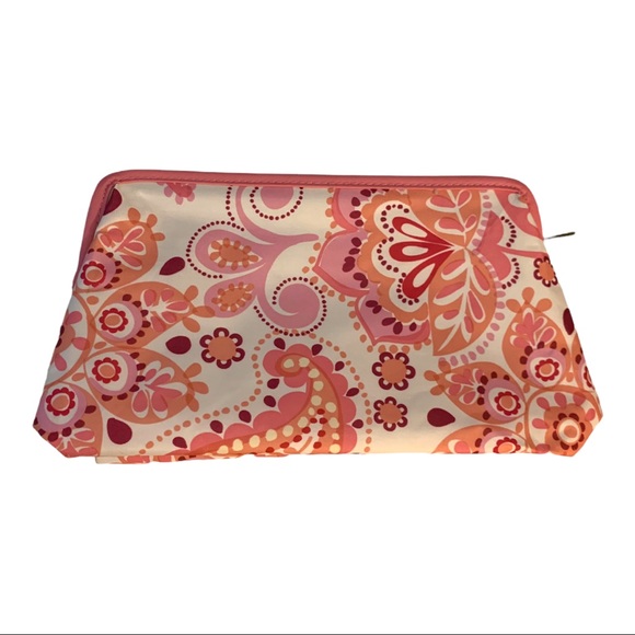 NWOT Clinique Pink Paisley Geometric Floral Makeup Bag Cosmetic Case - Picture 6 of 9